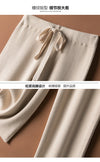Luxe cashmere blend wide-leg pants for women, high-waist, soft knitted fabric, perfect for autumn and winter casual wear.