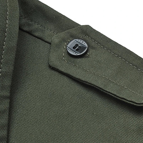 Slim fit military shirt for men in army green, long sleeve, cotton-polyester blend, perfect for casual and business wear.