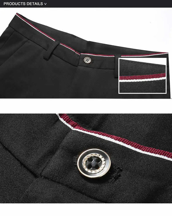 Elegant Men's Slim Fit Dress Pants in solid black, perfect for office wear and formal occasions, made from durable polyester.
