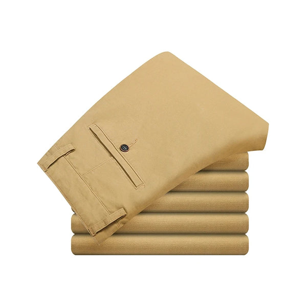 Premium Cotton Stretch Men's Casual Pants in classic colors, featuring a straight-leg design and comfortable spandex blend.