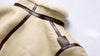 Front view of the luxury men's shearling leather bomber jacket.
