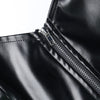 Chic cropped faux leather biker jacket for women with rivet detailing and slim fit, perfect for edgy streetwear style.