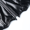 Chic cropped faux leather biker jacket for women with rivet detailing and slim fit, perfect for edgy streetwear style.