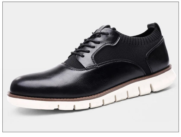 Elegant Men's Brogue Lace-Up Shoes - Soft Leather