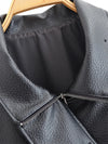 Chic black faux leather moto jacket for women, perfect for autumn evenings and stylish casual wear. Durable and fashionable.