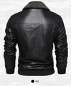 Men's Autumn/Winter Embroidered Leather Biker Jacket with detachable collar, fleece lining, and classic aviator design.