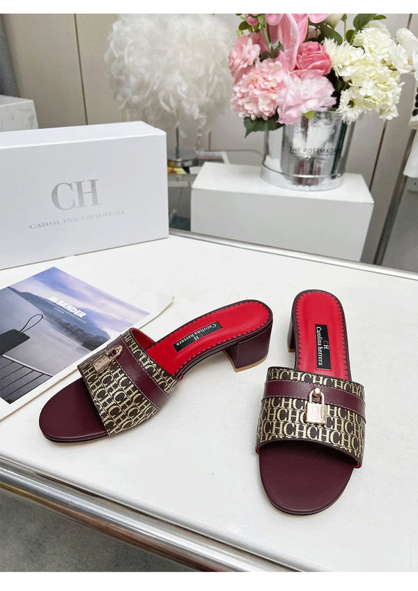 Retro print sandals with easy-care PVC construction and all-day comfort features