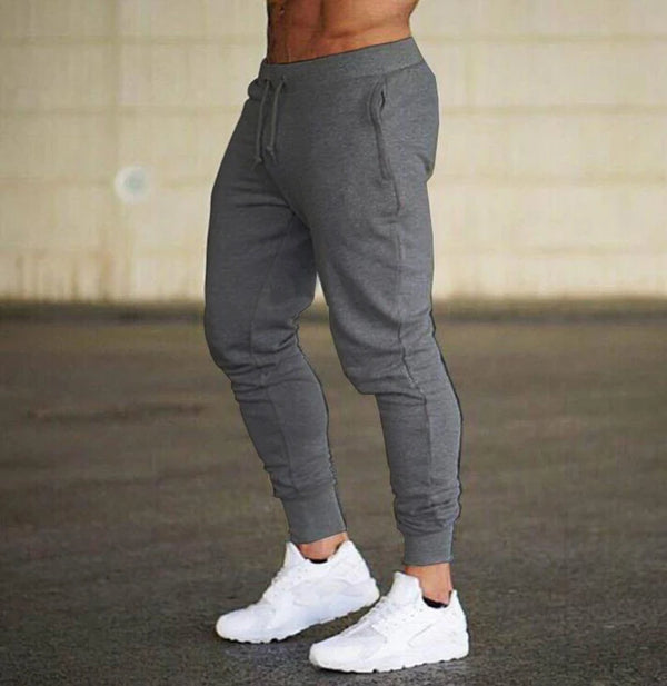 Casual men's joggers with relaxed fit and distinctive spliced design elements