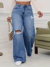 Ripped Radiance Wide-Leg Jeans: Command the Scene