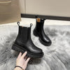 Chic Chelsea boots for women with thick sole, slip-on design, and durable rubber outsole, perfect for autumn and spring wear.