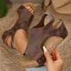 Women's neutral wedge sandals with cushioned insole and rubber sole