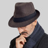 Classic gray hat, a must-have for winter fashion.
