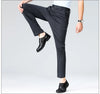 Breathable dress pants in slim fit showing four-season versatility for year-round wear