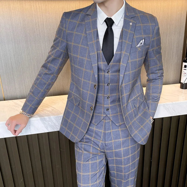 Transitional suit that effortlessly blends professional and casual chic styles.