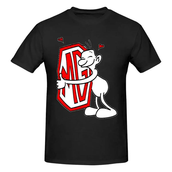 Men's quirky cotton fashion tee with unique graphic design, short sleeves, and round neck for stylish casual wear.