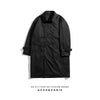 Men's casual trench coat in plus sizes, single-breasted, medium length, loose fit, stand collar, stylish autumn outerwear.