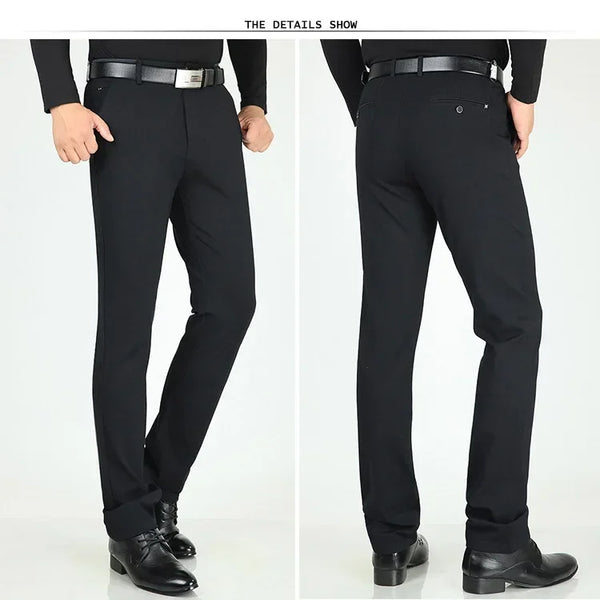 Classic men's dress pants in premium cotton, perfect for business and casual wear with a sleek straight leg design.