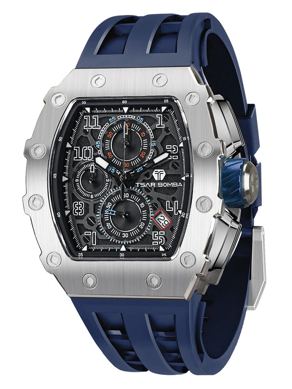 TSAR BOMBA watch with ventilation holes on silicone strap.