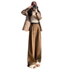 Chic high-waist corduroy wide-leg pants for women, perfect for autumn fashion and casual office wear. Machine washable.