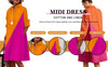 Professional shirt dress with dimensional geometric pattern and button closure