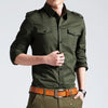 Slim Fit Military Shirts for Men - Long Sleeve, Solid Colors