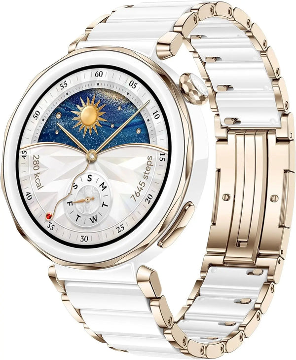 Smartwatch with a two-week battery life, ideal for long expeditions and wellness monitoring.