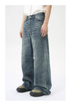 Softened denim wide leg jeans in washed blue for all-day comfort