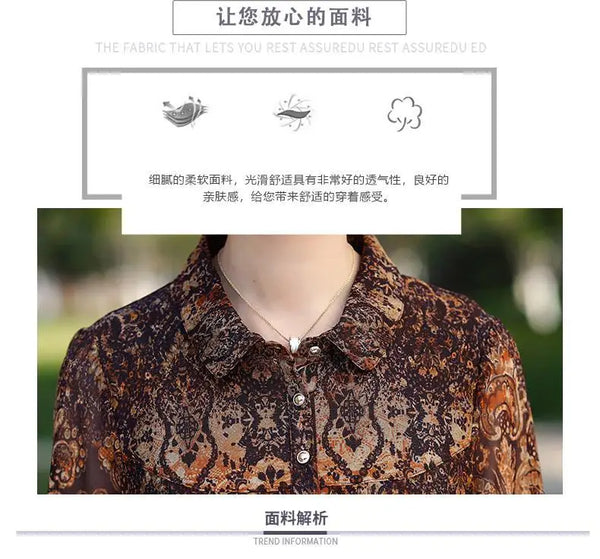 Spring Whispers blouse styled with accessories, showcasing its versatility for mid-season wear.