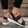 Women's knit wedge sandals with secure fit back strap and cushioned insole support