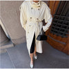 Elegant cream polyester trench coat perfect for autumn and winter seasons