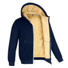 FrostGuard Luxe Hoodie displayed on a hanger, emphasizing its luxurious warmth and elegant silhouette.