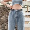 Buckle-free elastic belt in black and blue, adjustable from 85-115cm, perfect for comfort and style for men and women.