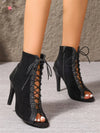Stylish dance boots with thin high heels and soft fabric insole for extended wear