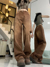 Vintage high-waist wide-leg jeans for women in classic light wash, featuring a button-fly closure and retro 90s style.