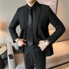 Flat-front pants included in the slim fit men's business suit set.