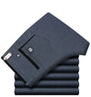 Classic men's dress pants in premium cotton, perfect for business and casual wear with a straight leg and zipper fly closure.