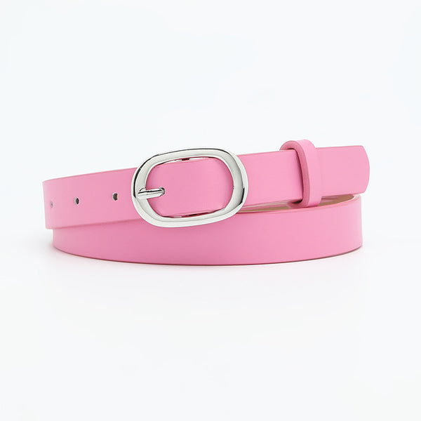 Chic round buckle women's belt in premium PU leather, stylish and versatile for jeans or dress outfits, elegant fashion acces