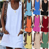 Cotton linen Y2K streetwear dress in solid color with loose fit and button details