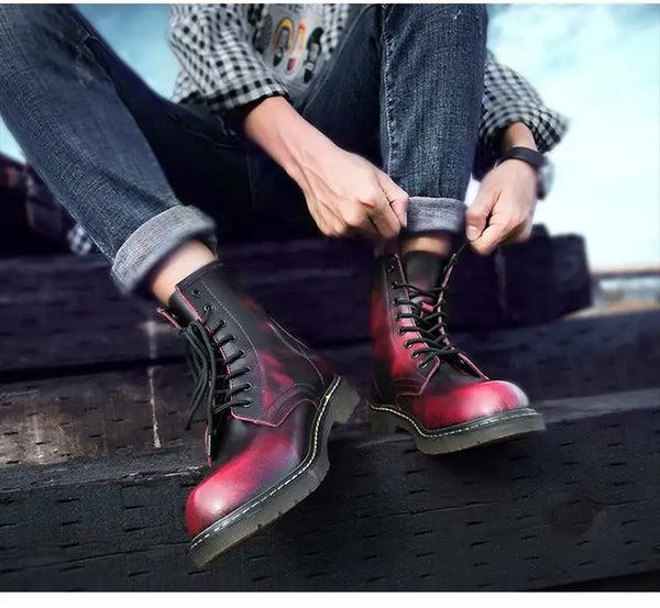 Durable leather footwear, perfect for outdoor adventures.