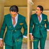 Elegant men's wedding suit, double-breasted 2-piece, tailored wool, perfect for grooms and formal occasions.
