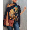 Elegant floral print blouse with batwing sleeves and halter collar, perfect for casual or office wear in all seasons.