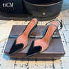 Pointed-toe transparent heels with adjustable strap and slim heel