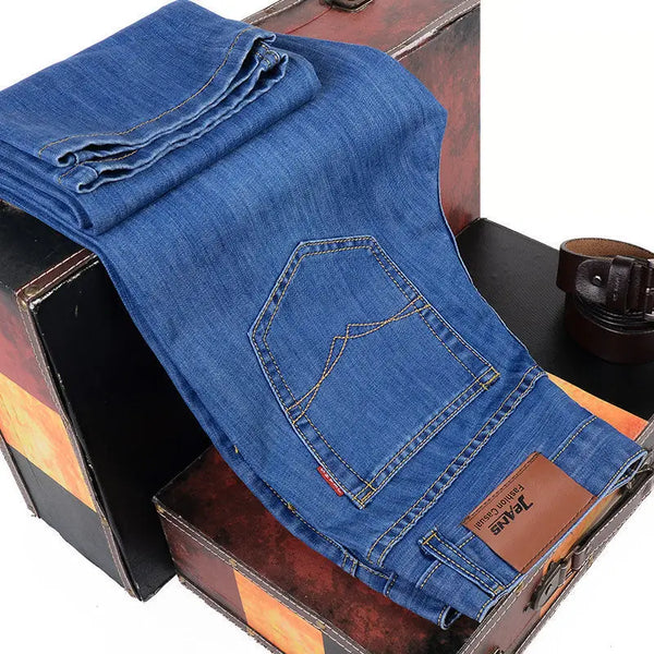 Midnight blue jeans with a soft fabric blend for all-day comfort and style.