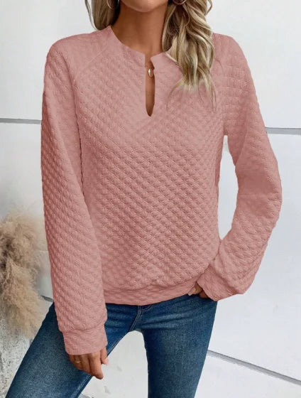 Relaxed fit deep V-neck pullover for casual chic style
