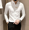 Elegant men's embroidered white long sleeve shirt with turn-down collar, perfect for casual and social events.