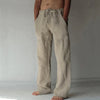 Natural breathable cotton-linen blend pants with relaxed wide-leg cut