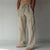 Natural breathable cotton-linen blend pants with relaxed wide-leg cut