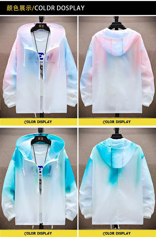 Men's breathable sunscreen windbreaker jacket, lightweight, waterproof, UV protection, perfect for outdoor adventures and cas