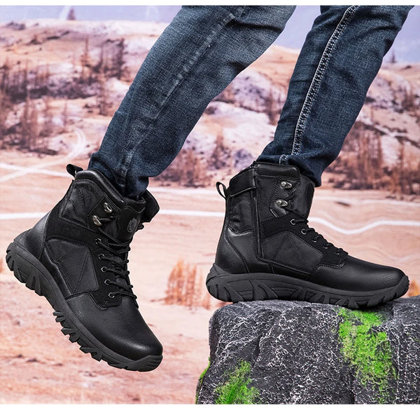 Shock-absorbent Trailblazer Boots with rugged outsole for traction.