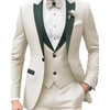 Navy blue jacquard groom's suit with tailored fit and modern design.